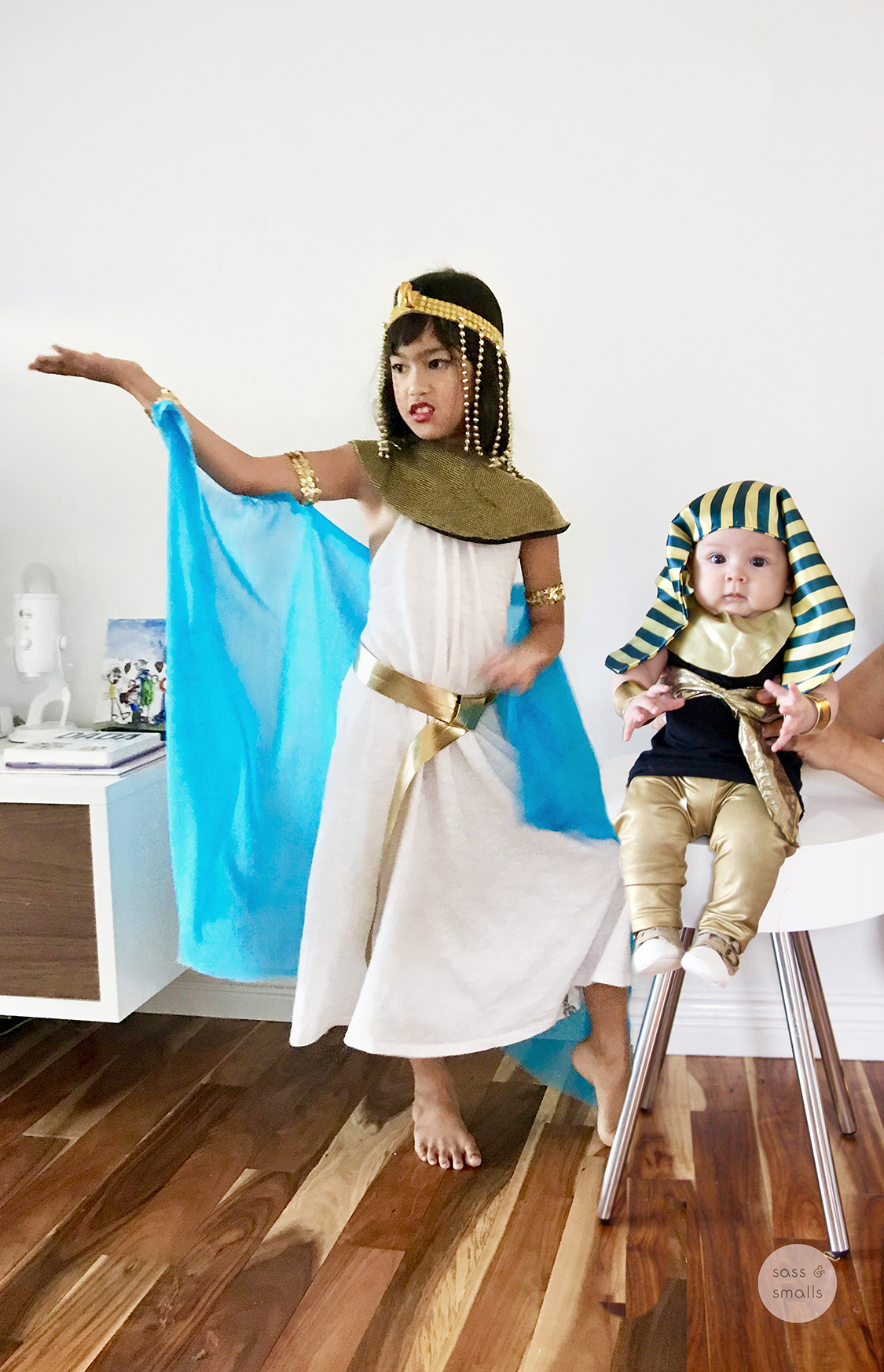 DIY Kids Cleopatra and King Tut Halloween Costumes www.sassandsmalls.com