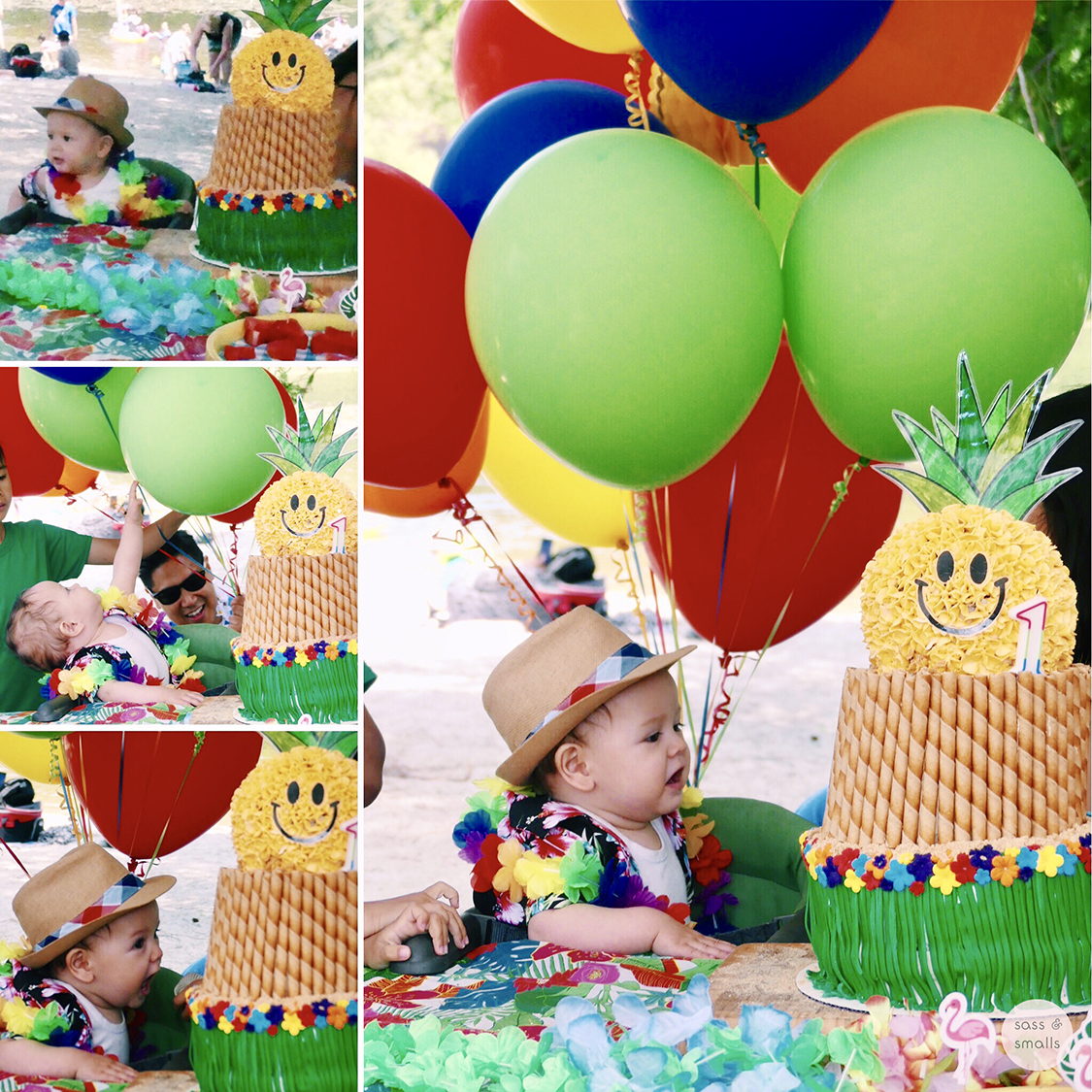 First Birthday Luau Rainbow Baby Celebration www.sassandsmalls.com